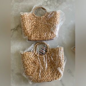 Summer Rattan Bag Straw Handbag Beach Sea Straw Rattan Tote Clutch Bags set of 2